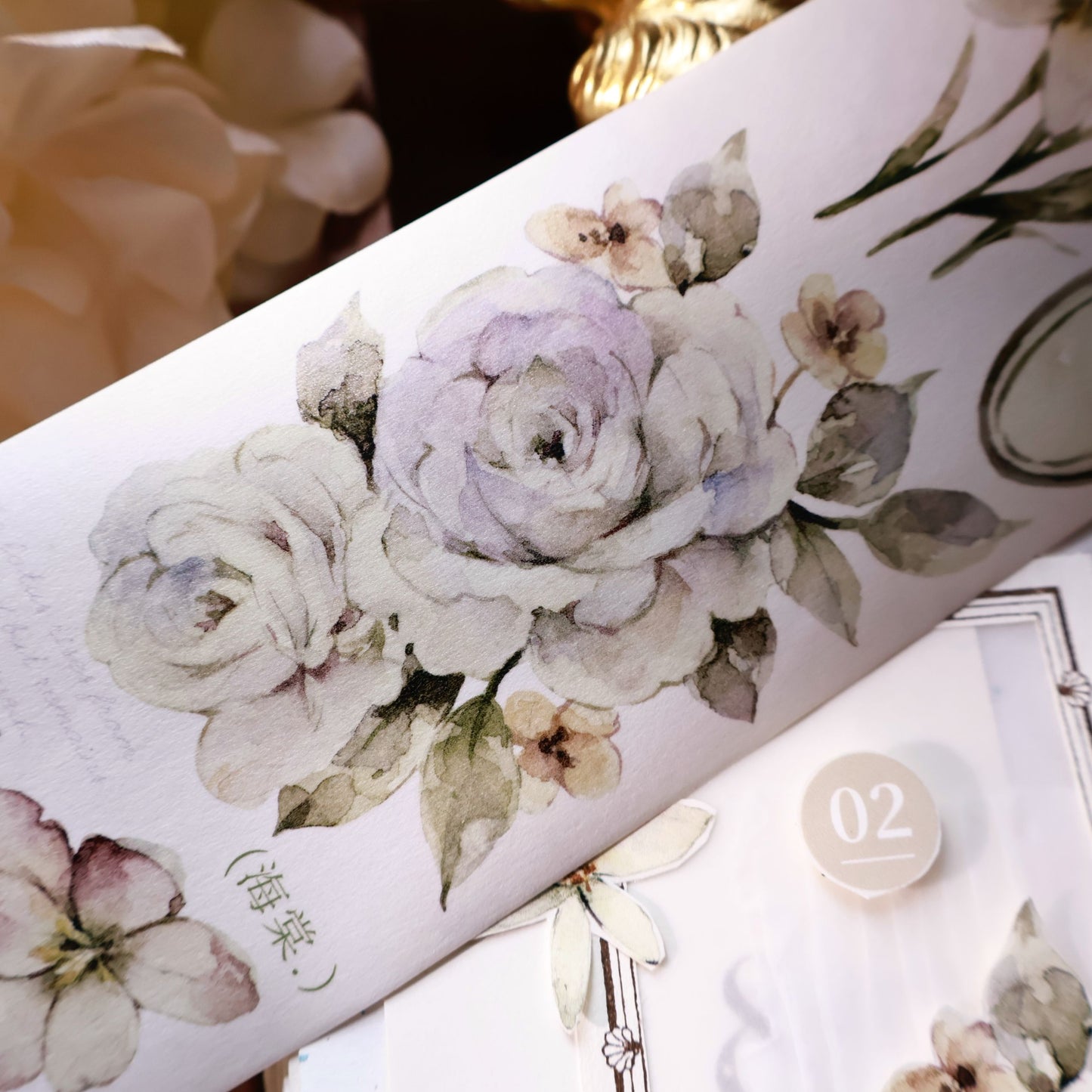 Wind whispers and flowers sleep vintage flower PET and Washi tape