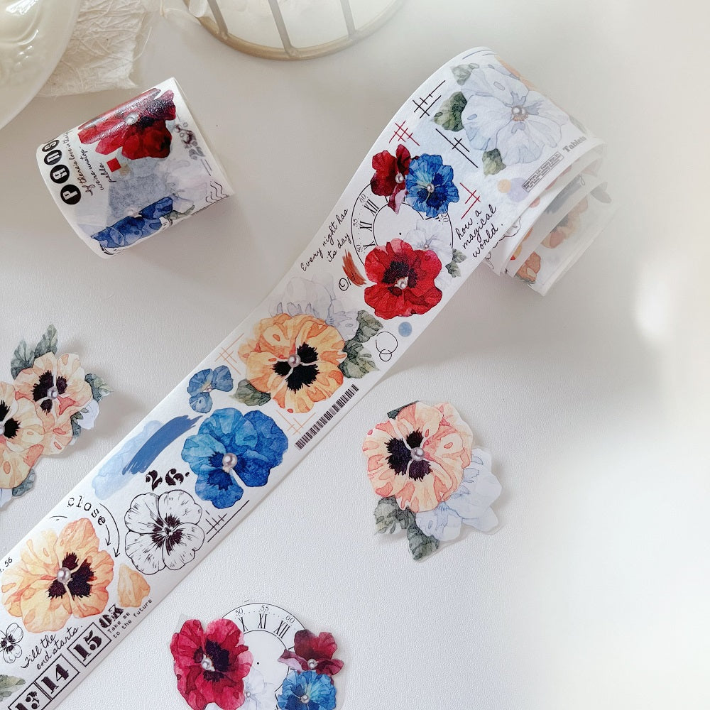 Picking Violet Light Vintage Pansy PET Washi Tape