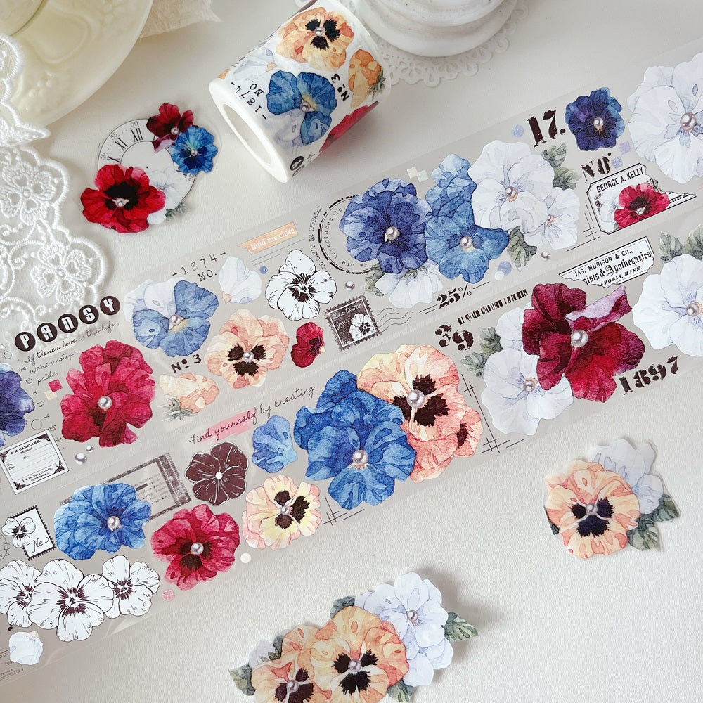 Picking Violet Light Vintage Pansy PET Washi Tape