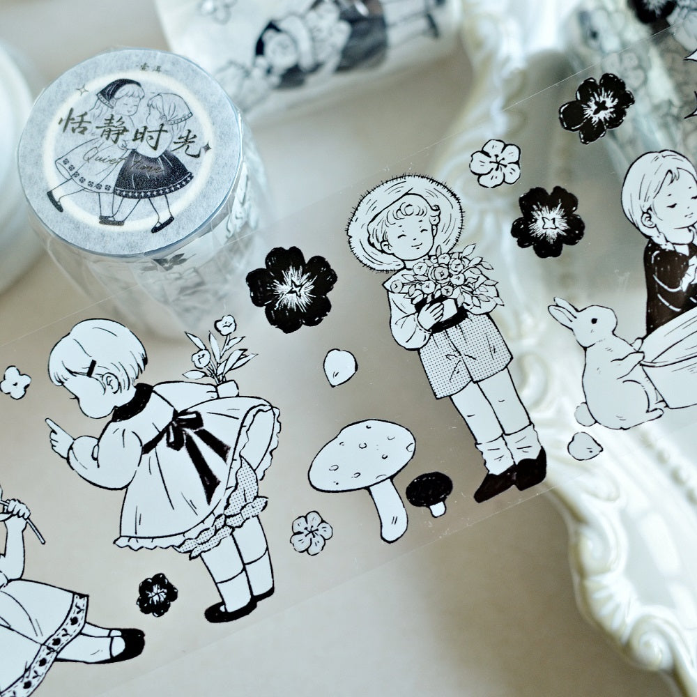 Light retro black and white villain PET washi tape