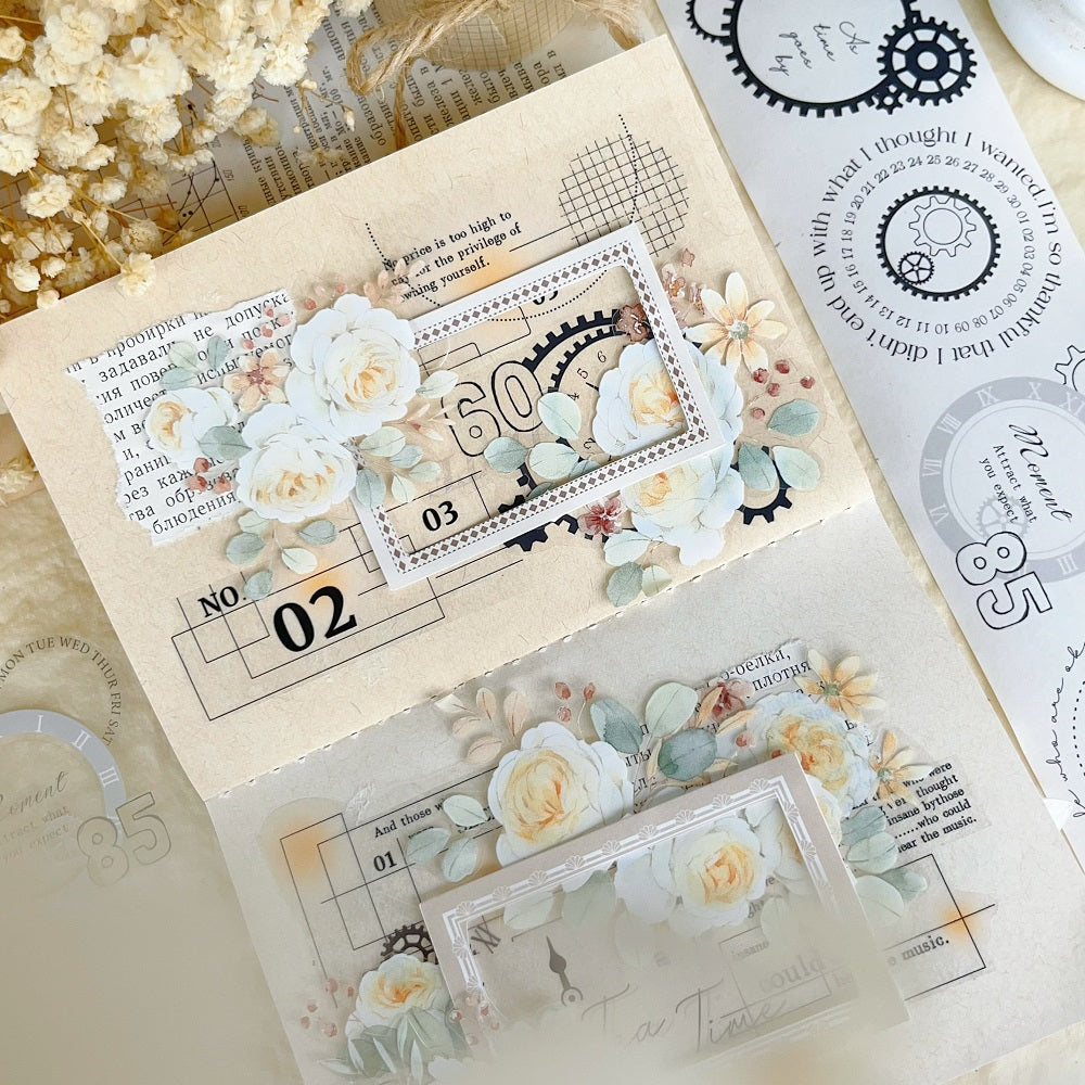 Time Cruise Clock Text Notebook Base Material PET Washi Tape