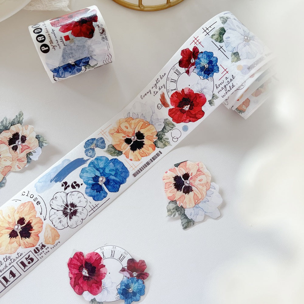 Picking Violet Light Vintage Pansy PET Washi Tape
