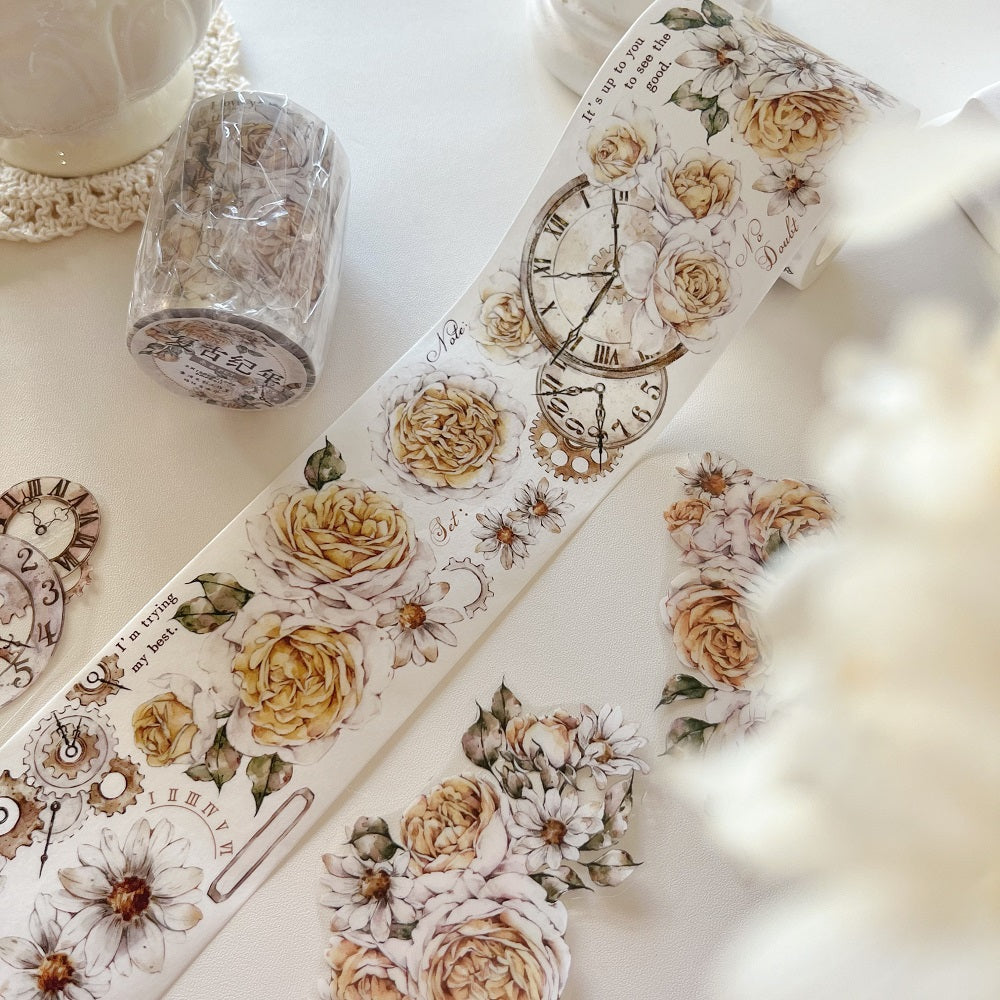 Vintage vintage rose flower PET washi tape