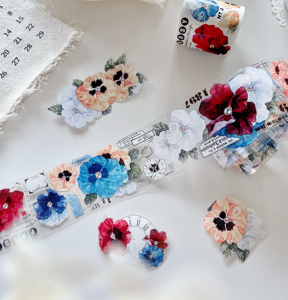 Picking Violet Light Vintage Pansy PET Washi Tape