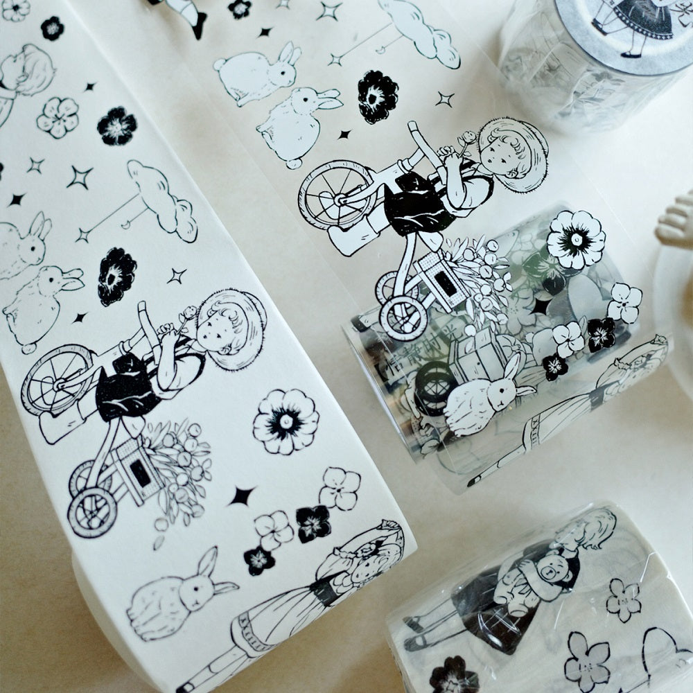 Light retro black and white villain PET washi tape