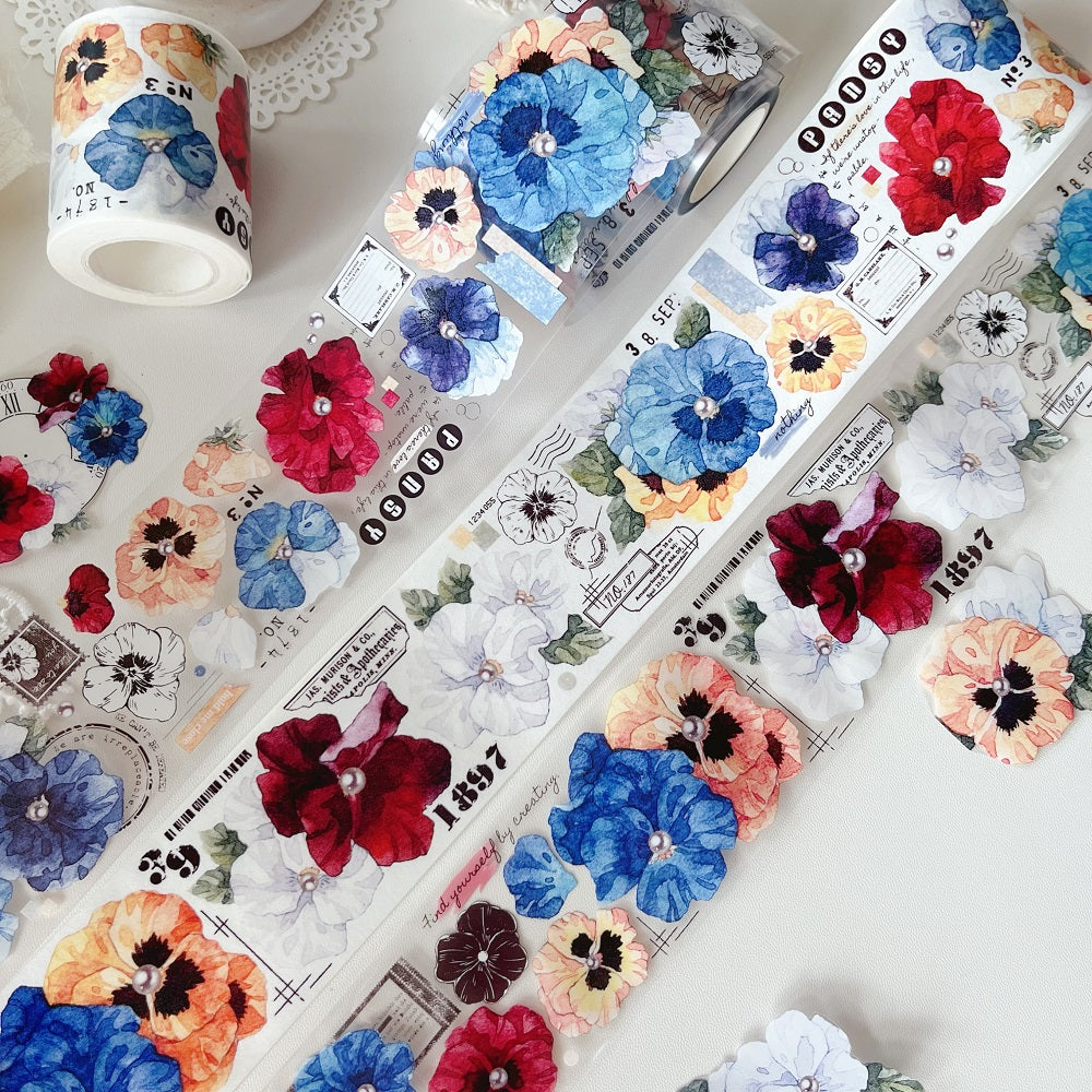 Picking Violet Light Vintage Pansy PET Washi Tape