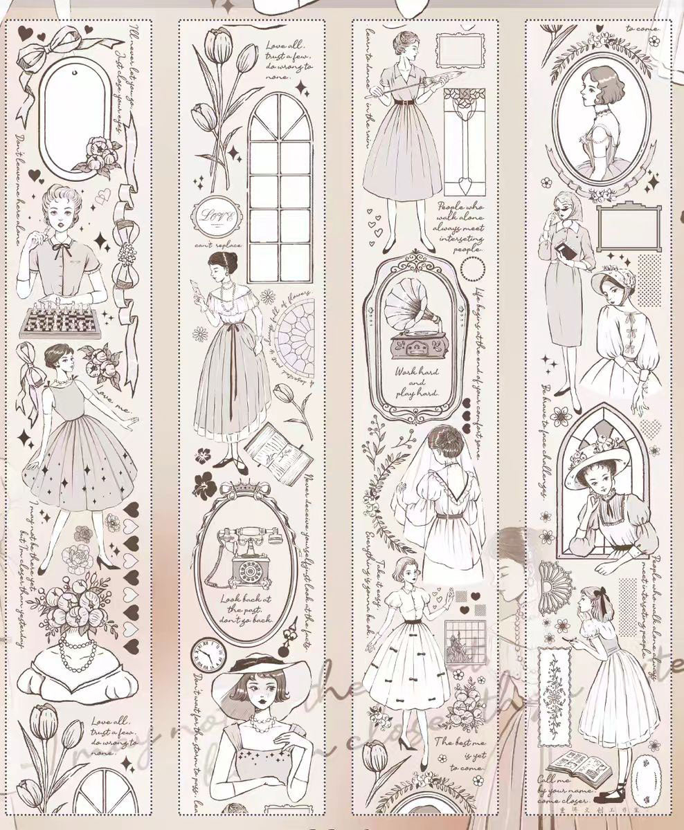 Miss Lola Retro Character Set PET Washi Tape