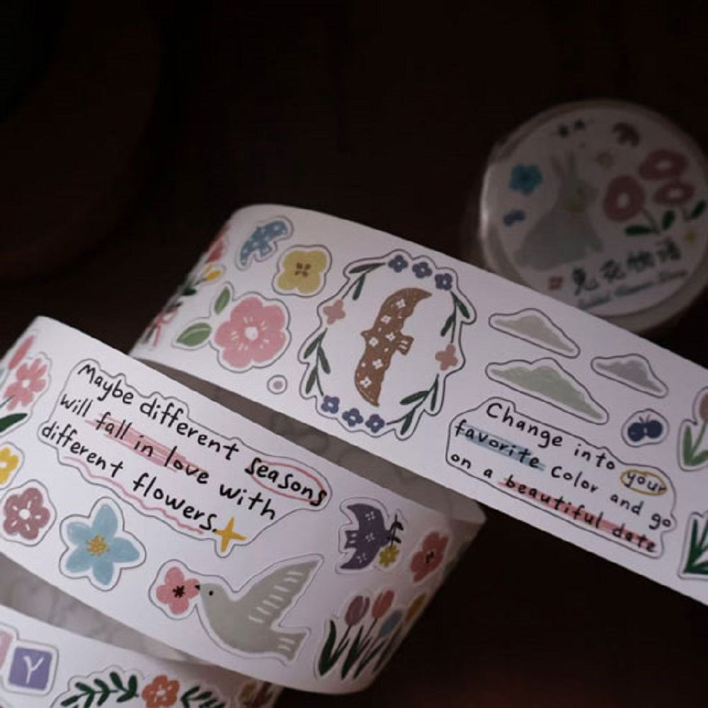 Rabbit Flower Story Collection Masking Tape | Cute PET / Washi Tape