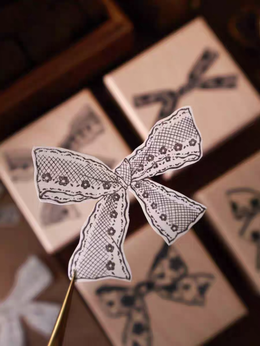Maple upgraded bow tie Stamp base Retro Wooden Notebook Rubber Stamp