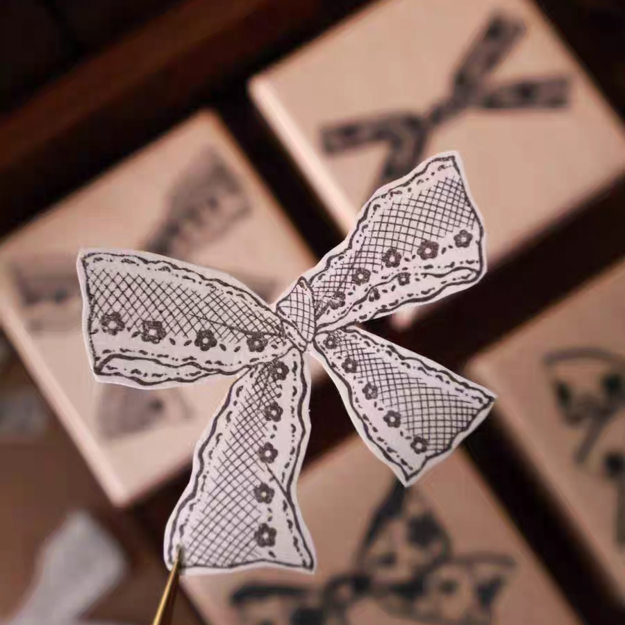 Maple upgraded bow tie Stamp base Retro Wooden Notebook Rubber Stamp