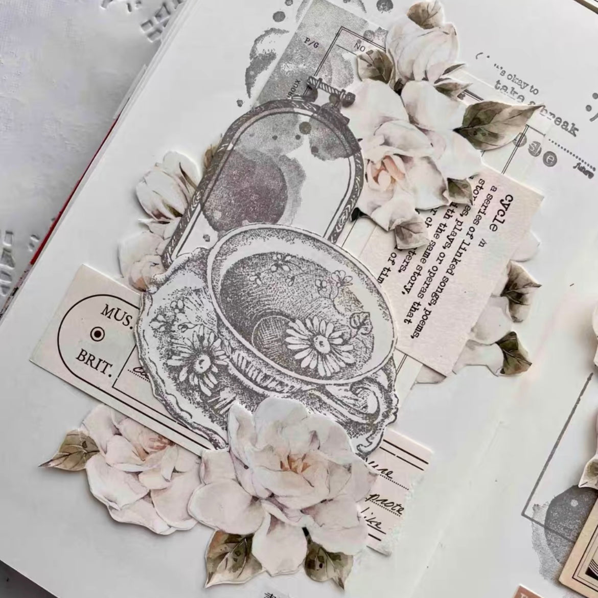 Nan Gardenia White Vintage Floral PET Washi Tape