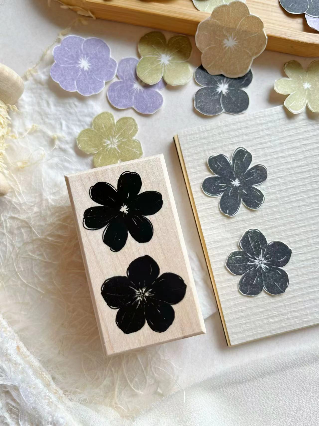 Simple Vintage Flower Postmark Stamp Wood Rubber Stamp