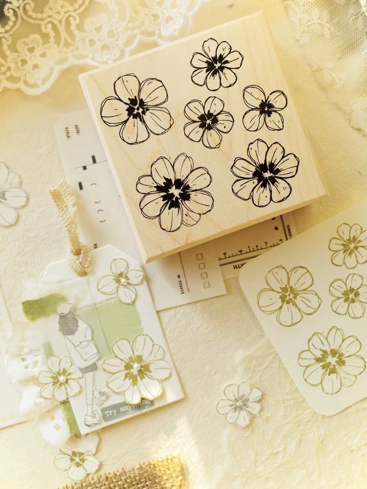 Light retro character set handbook stamp red rubber full maple