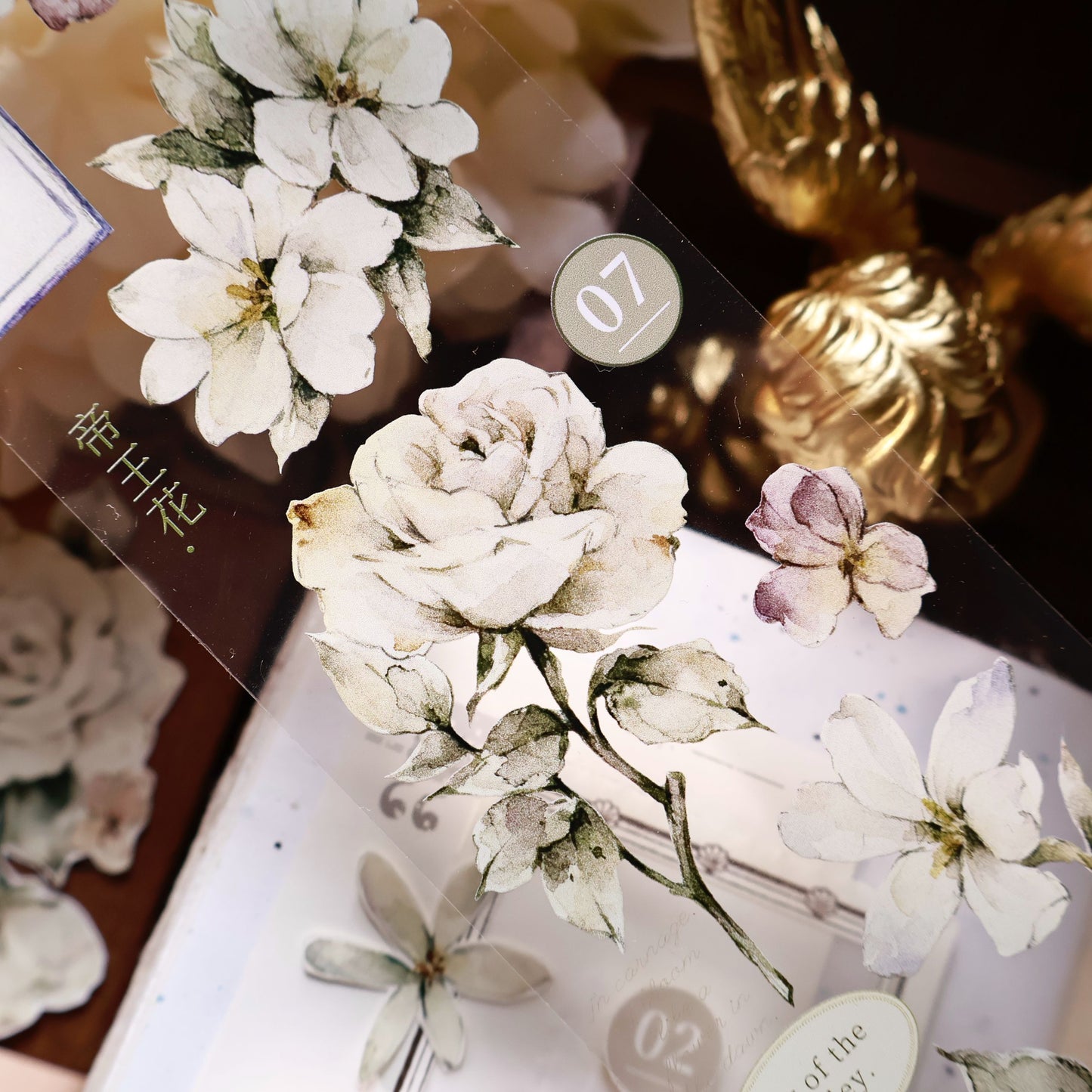 Wind whispers and flowers sleep vintage flower PET and Washi tape