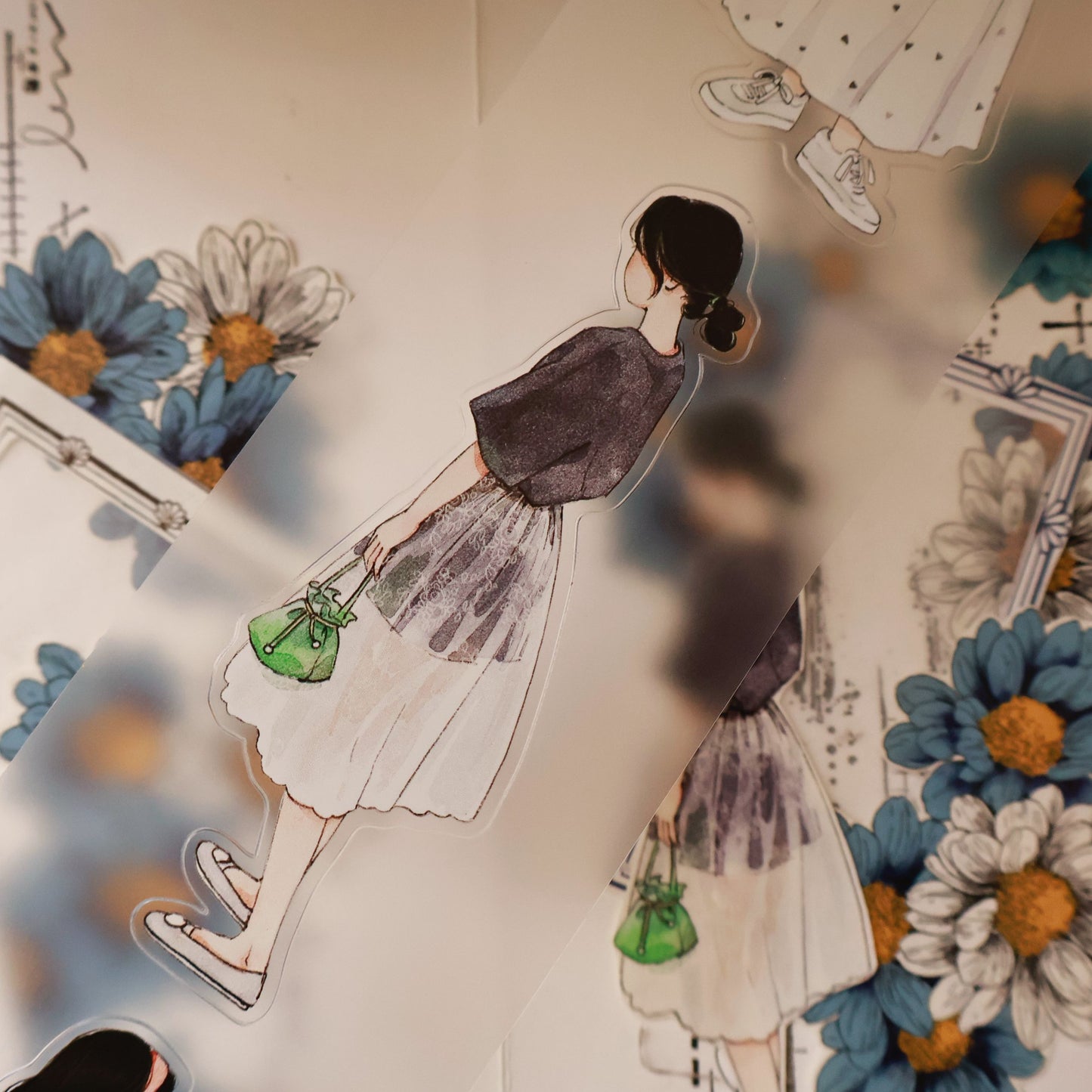 Sweet girl character Retro PET and Washi Paper Tape