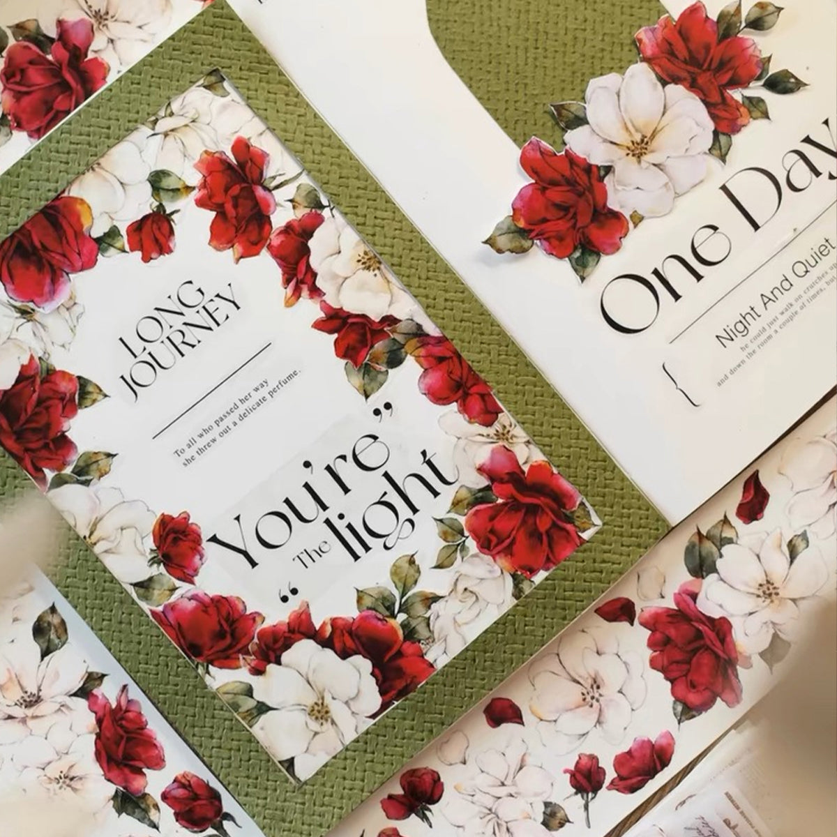 Burning Summer Retro Rose Big Flower PET Washi Tape