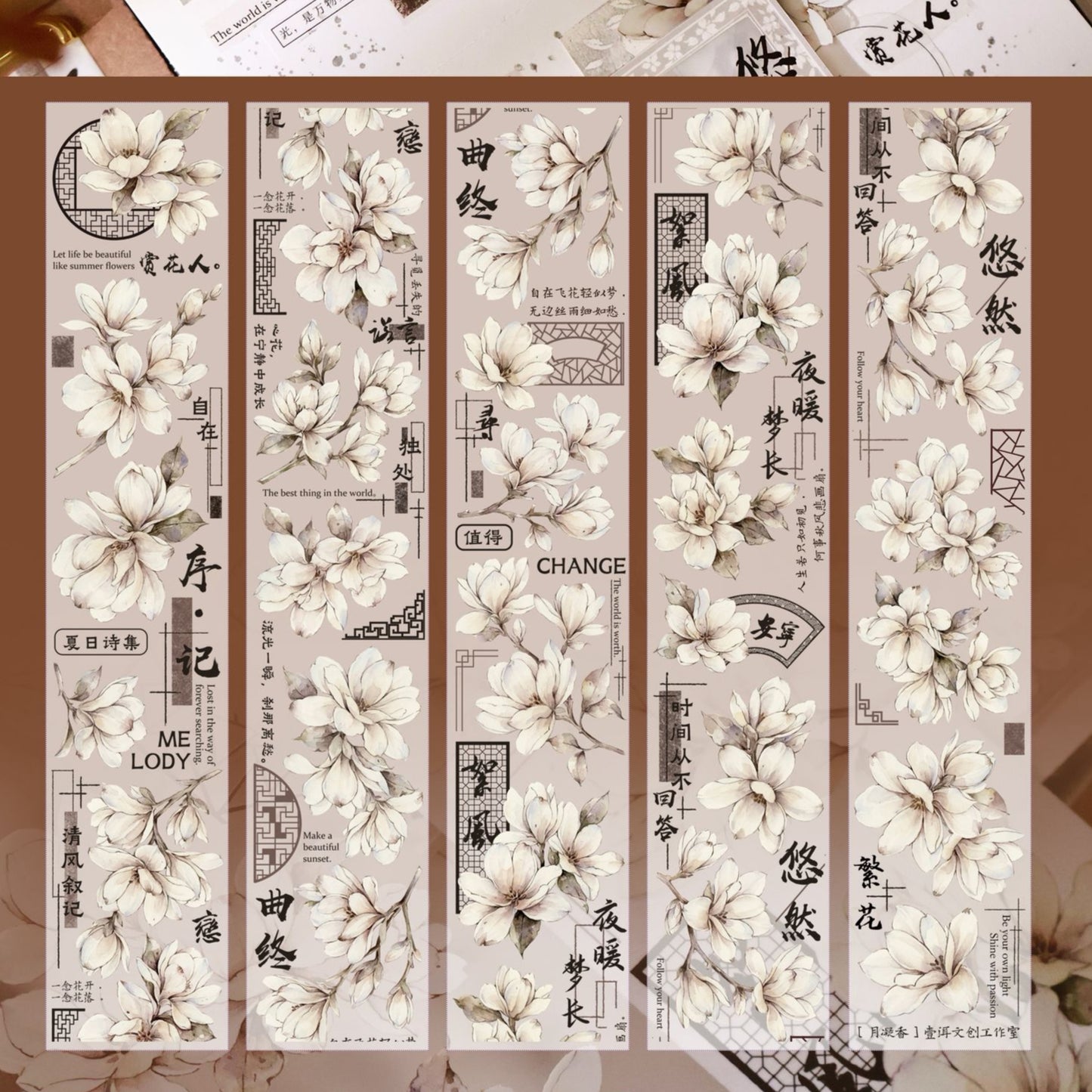 Moonlight fragrance vintage flower PET and Washi tape