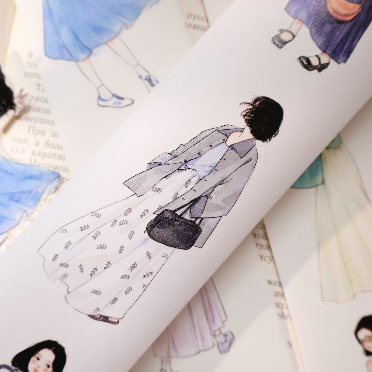 Sweet girl character Retro PET and Washi Paper Tape