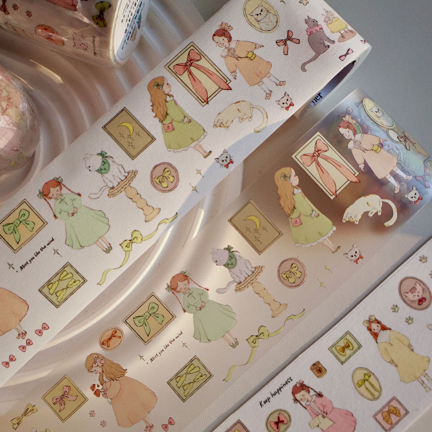 Bow Girl and Cat Collection Masking Tape | Cute PET / Washi Tape