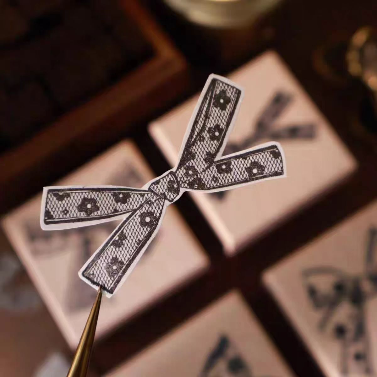 Maple upgraded bow tie Stamp base Retro Wooden Notebook Rubber Stamp