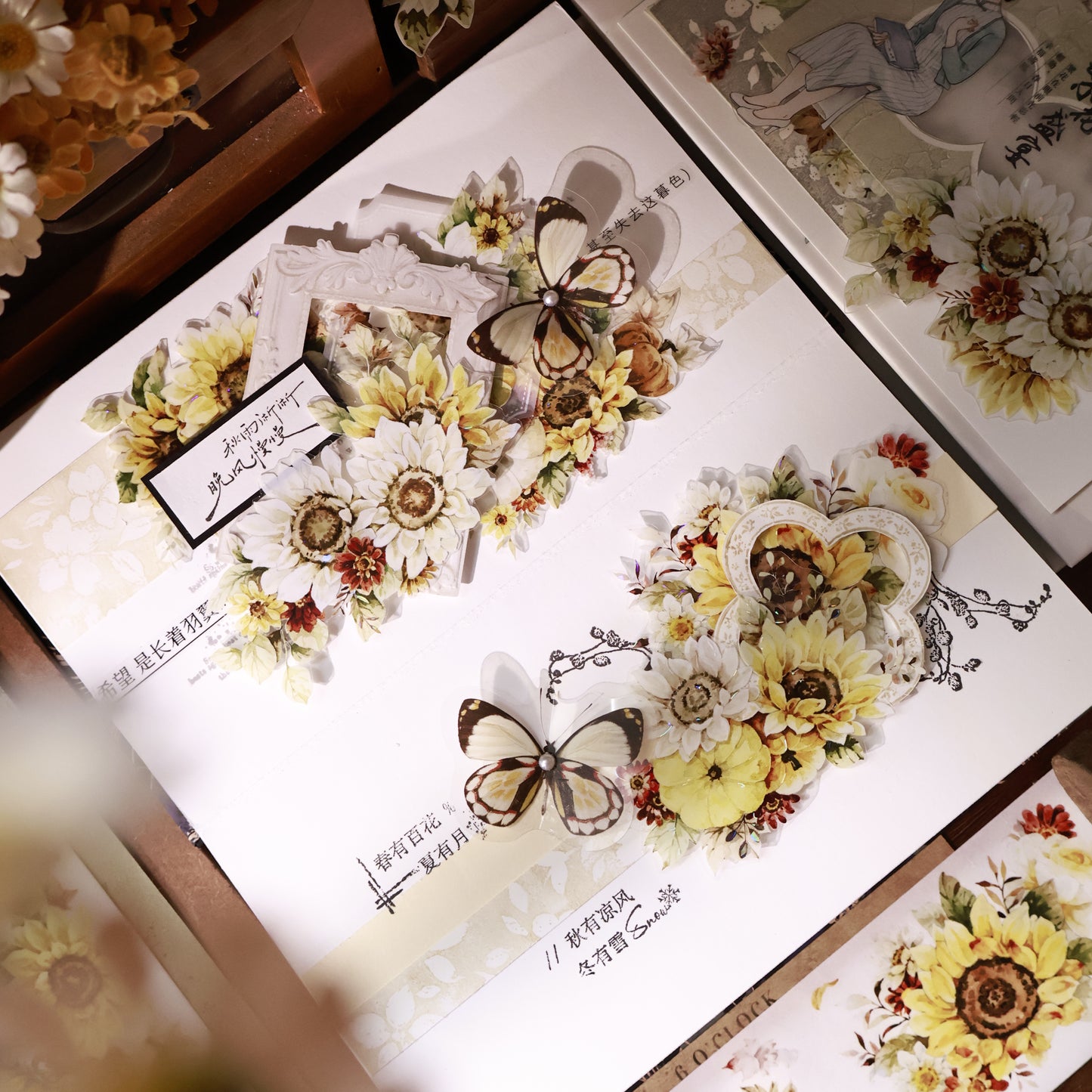 Golden wheat field vintage flower PET and Washi tape