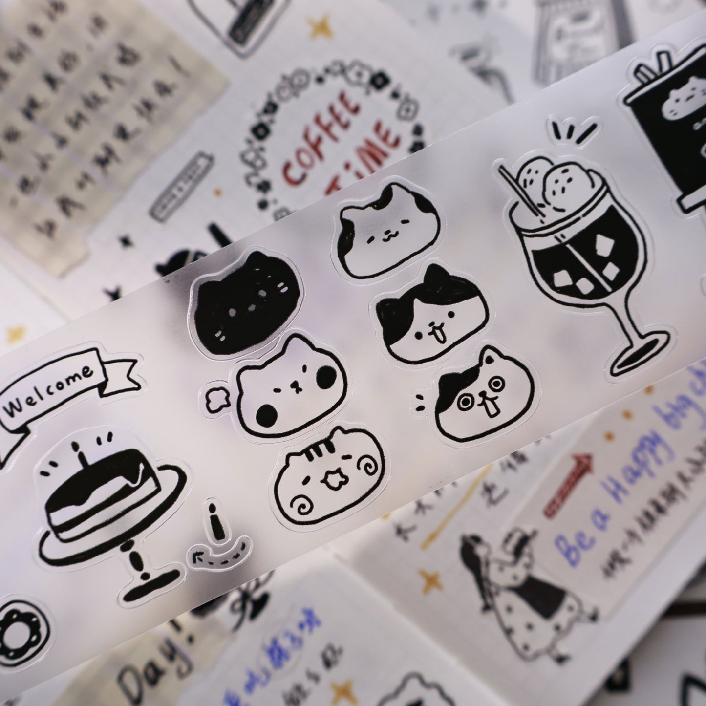 Cat cafe daily life Collection Masking Tape | Cute PET / Washi Tape