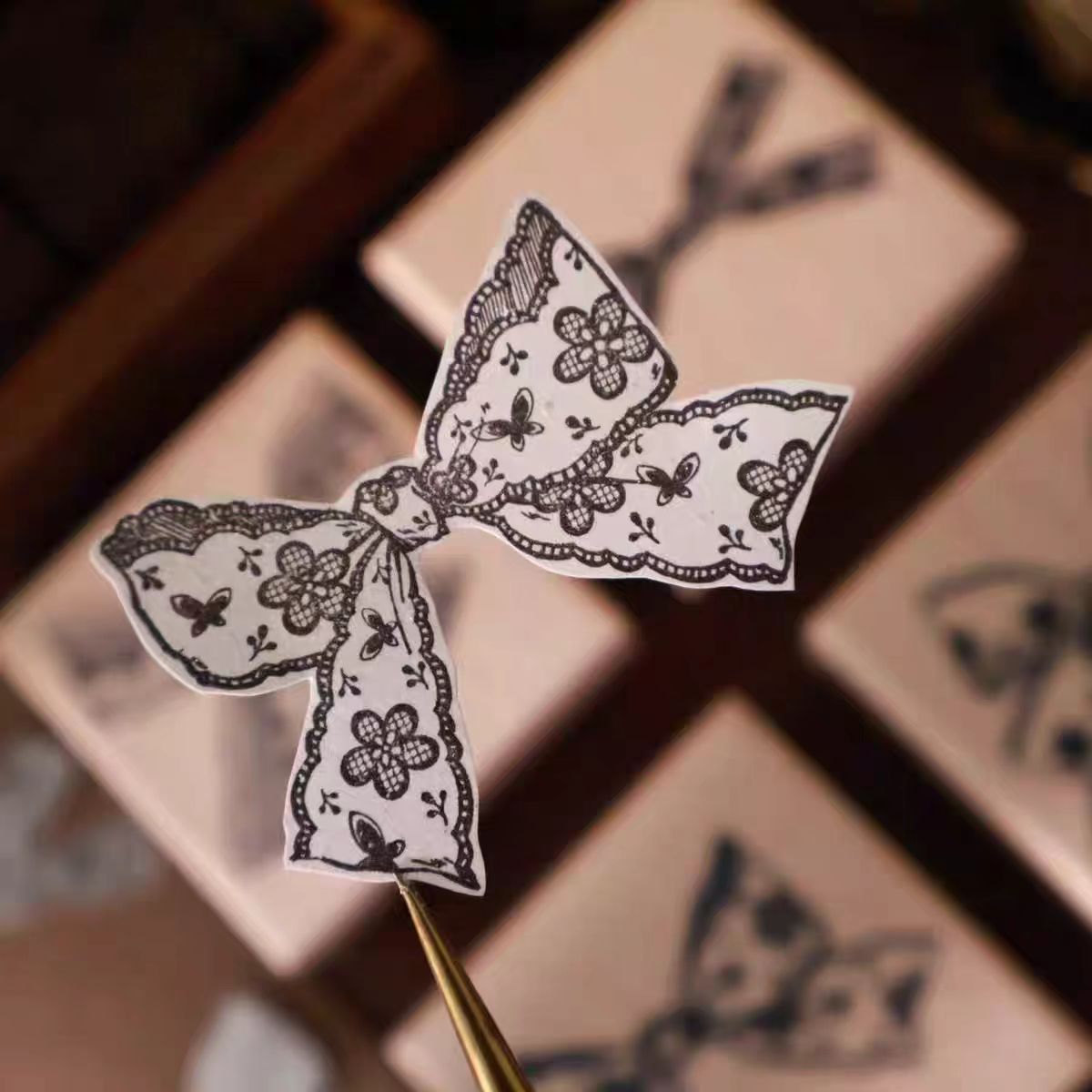 Maple upgraded bow tie Stamp base Retro Wooden Notebook Rubber Stamp