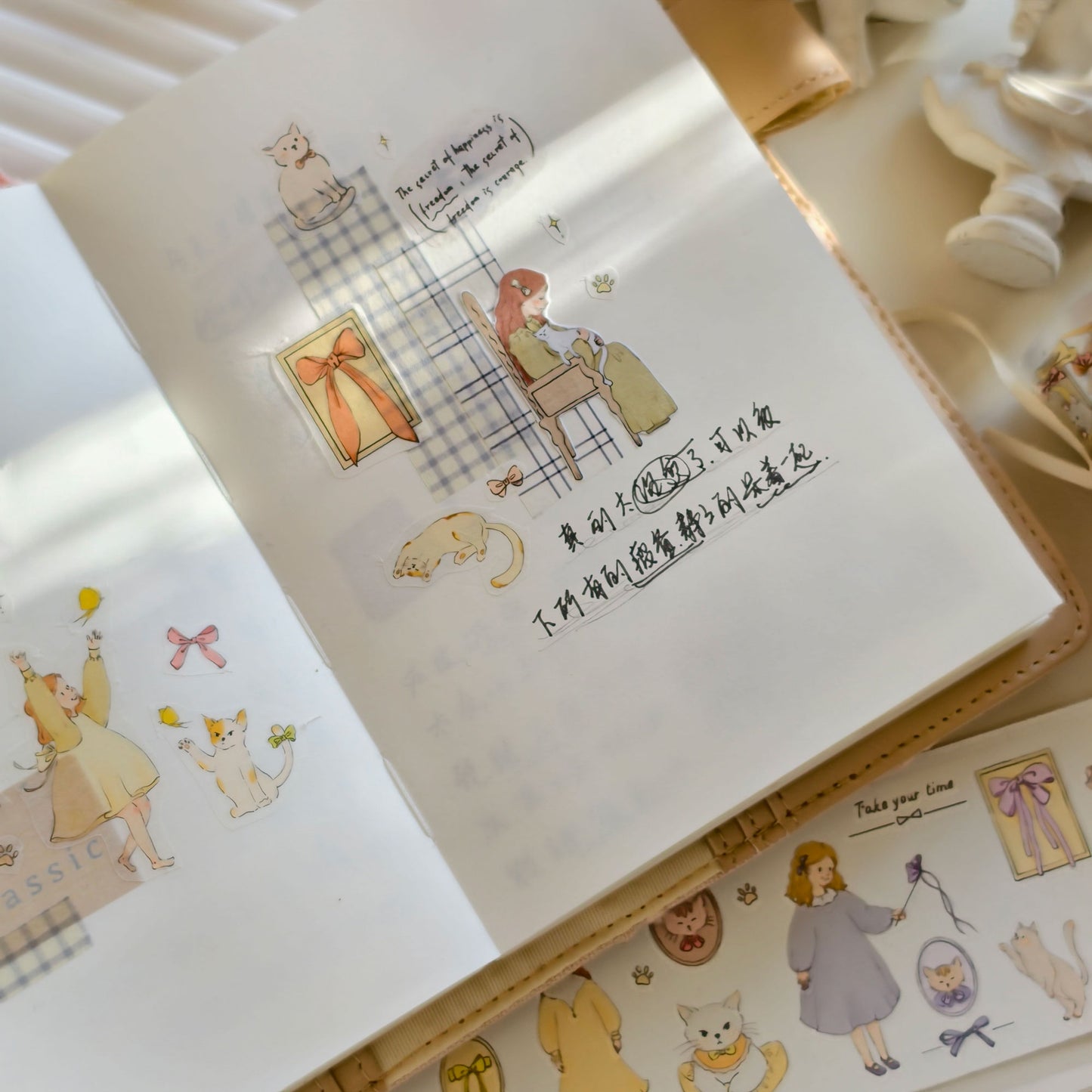 Bow Girl and Cat Collection Masking Tape | Cute PET / Washi Tape
