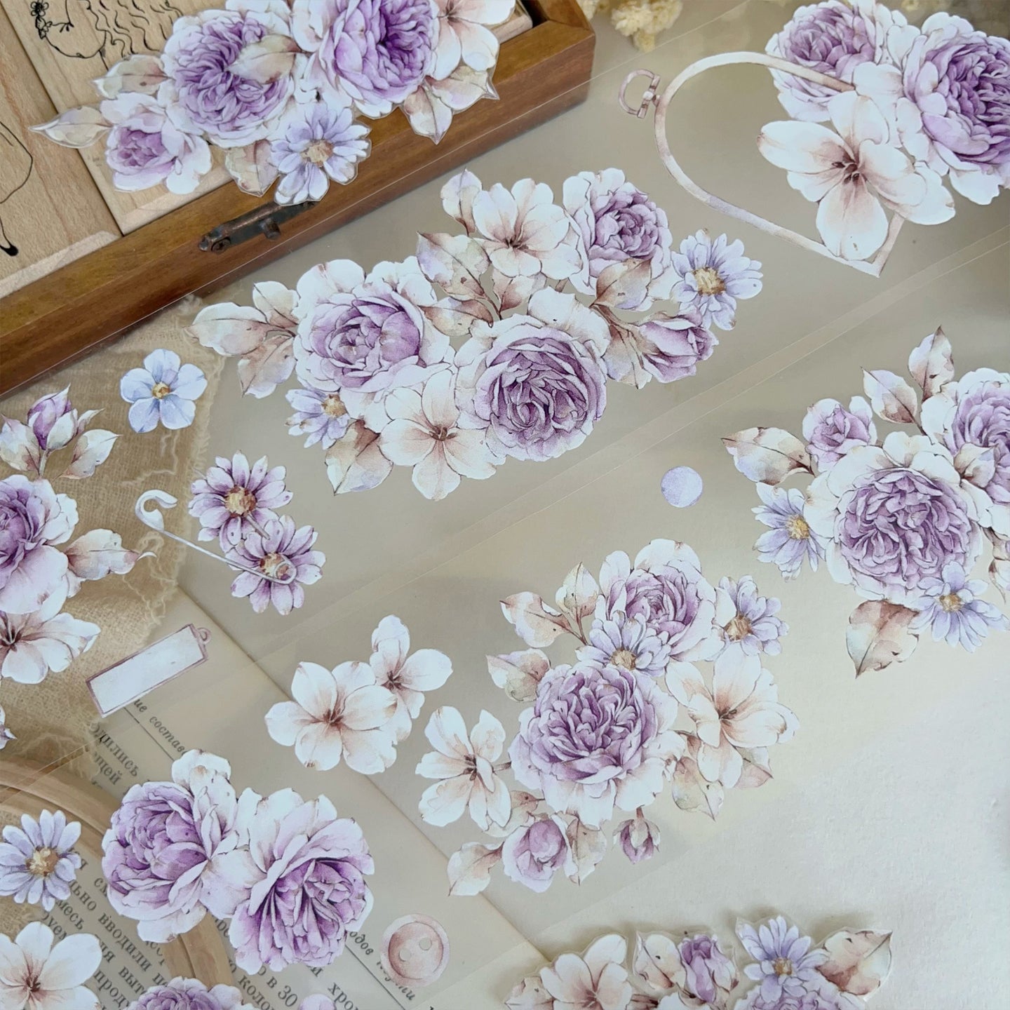 Evening Mountain Purple Rose PET Washi Tape
