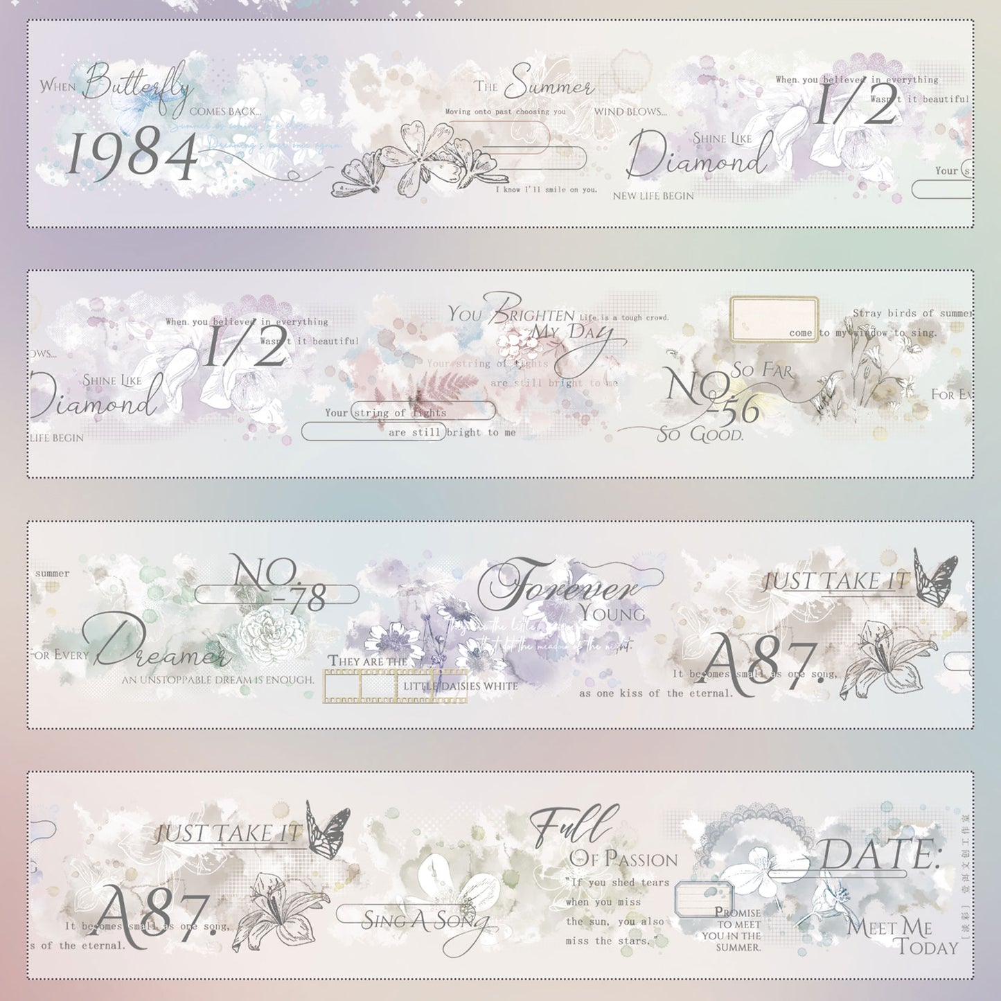 Light Colors Light retro base material PET washi tape