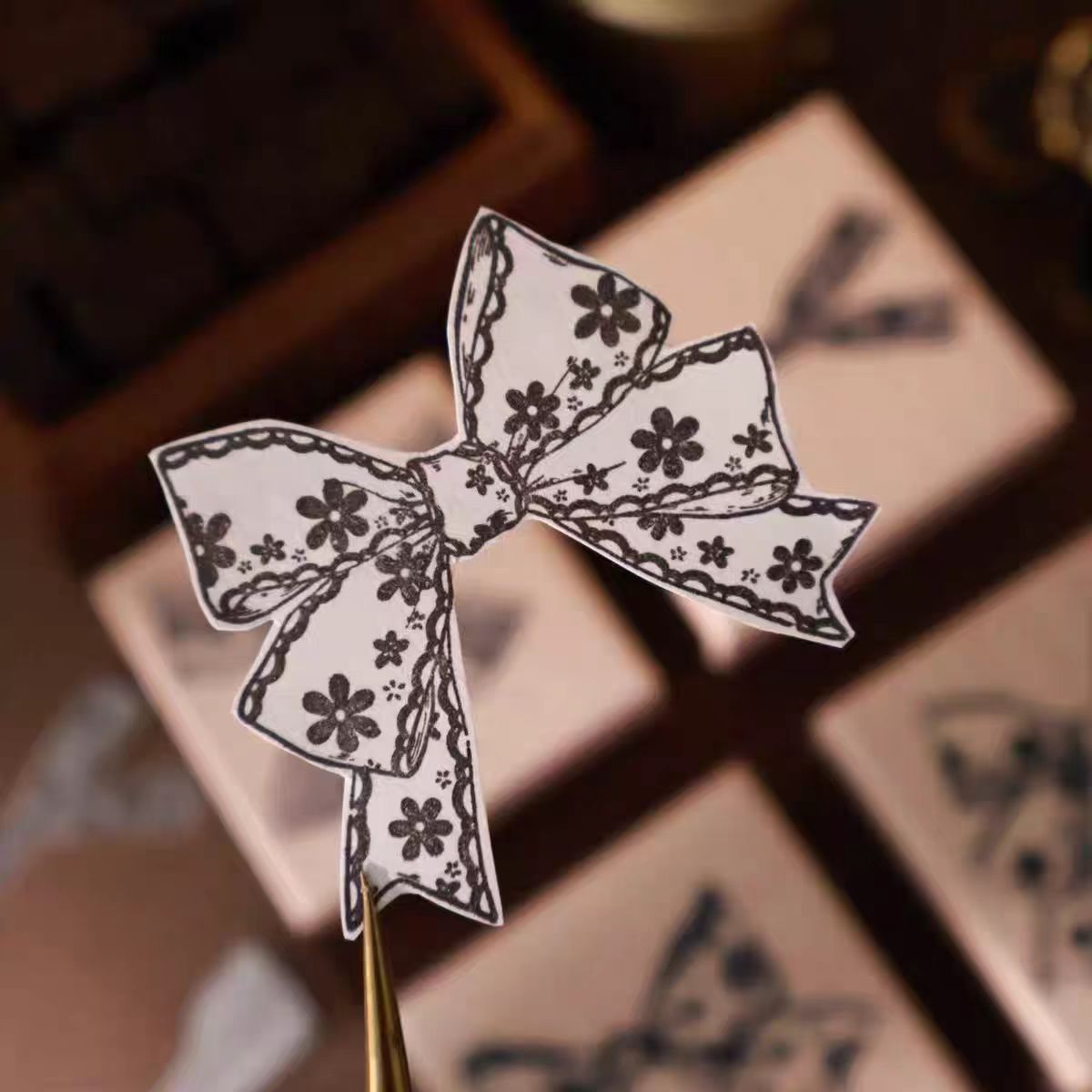 Maple upgraded bow tie Stamp base Retro Wooden Notebook Rubber Stamp