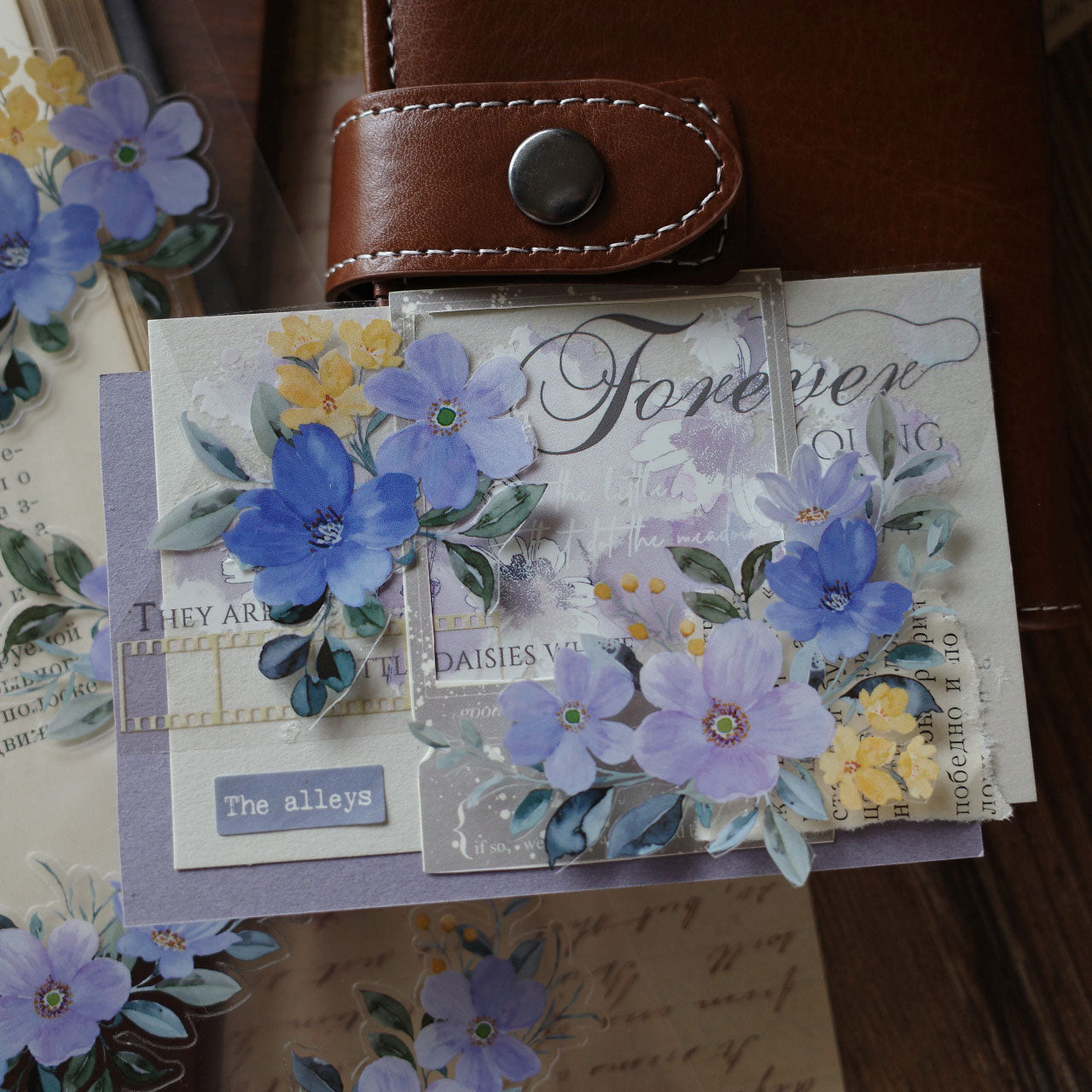Multicolored bouquet cut die stickers and pet stickers