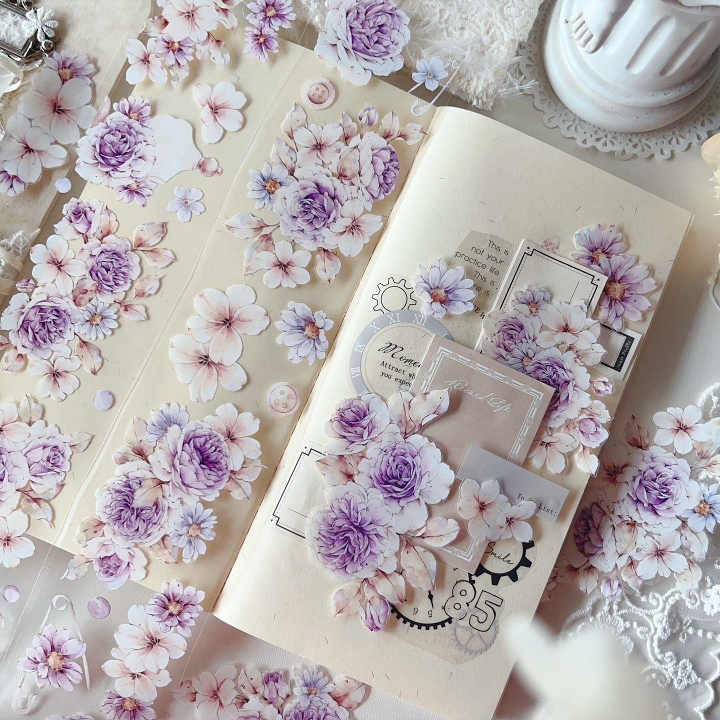 Evening Mountain Purple Rose PET Washi Tape