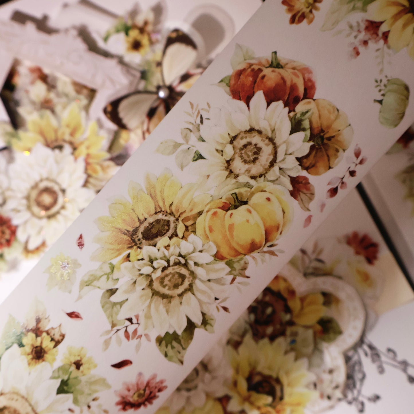 Golden wheat field vintage flower PET and Washi tape