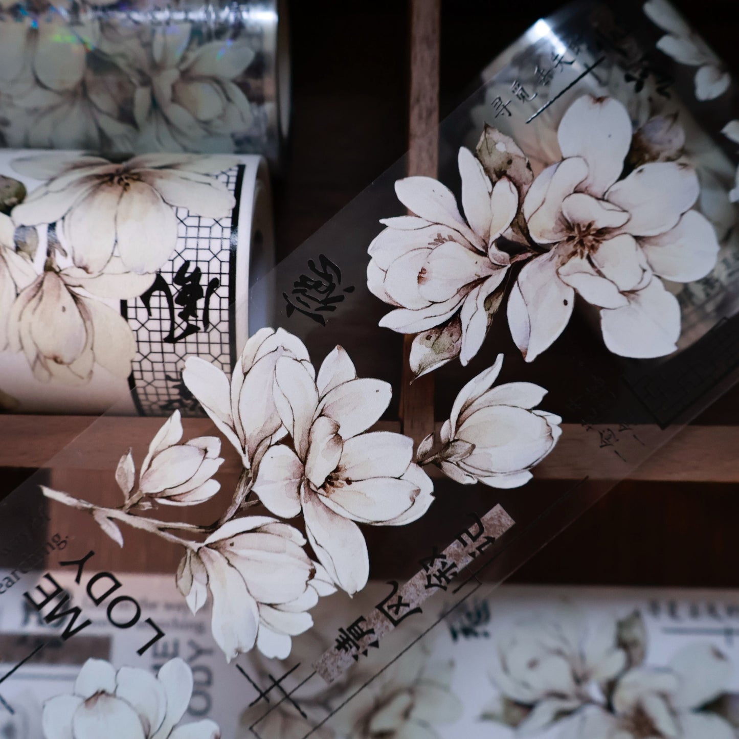 Moonlight fragrance vintage flower PET and Washi tape