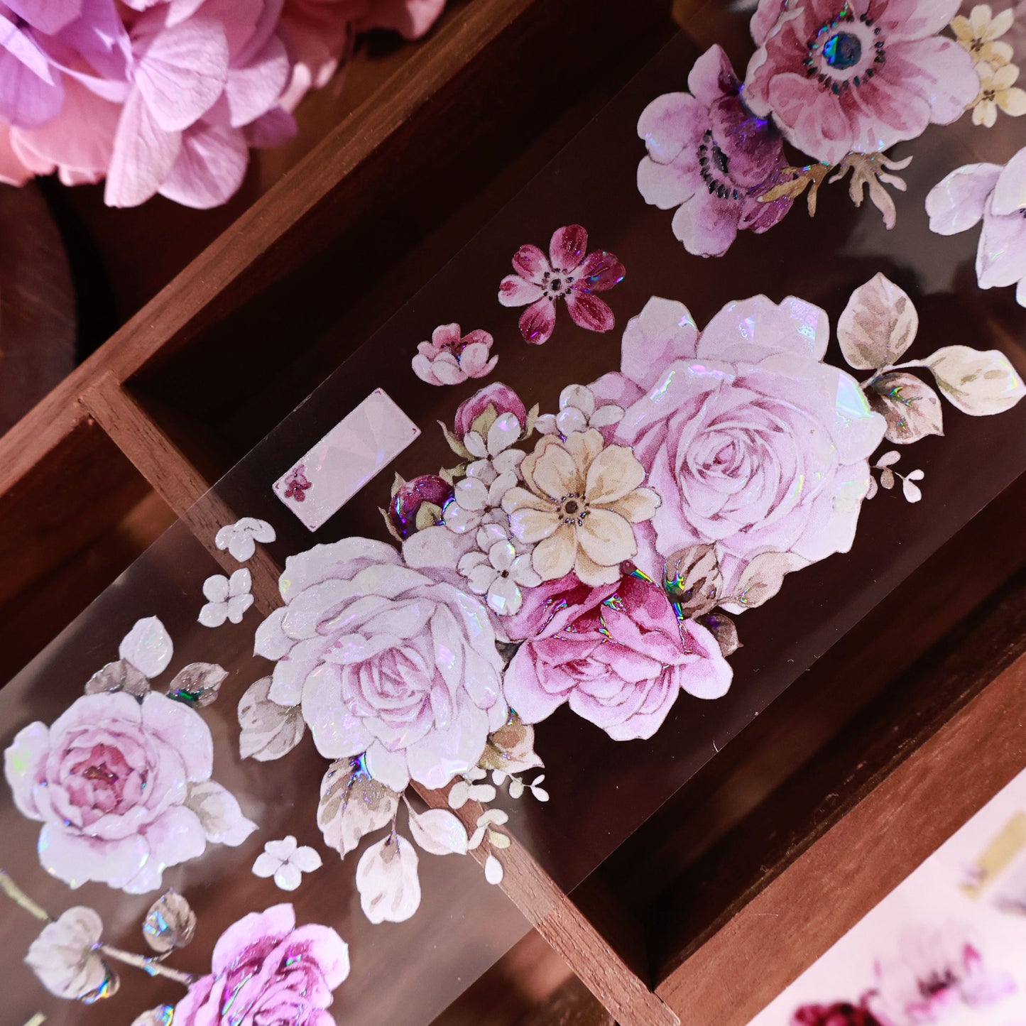 Purple mist yarn vintage flower PET and Washi tape