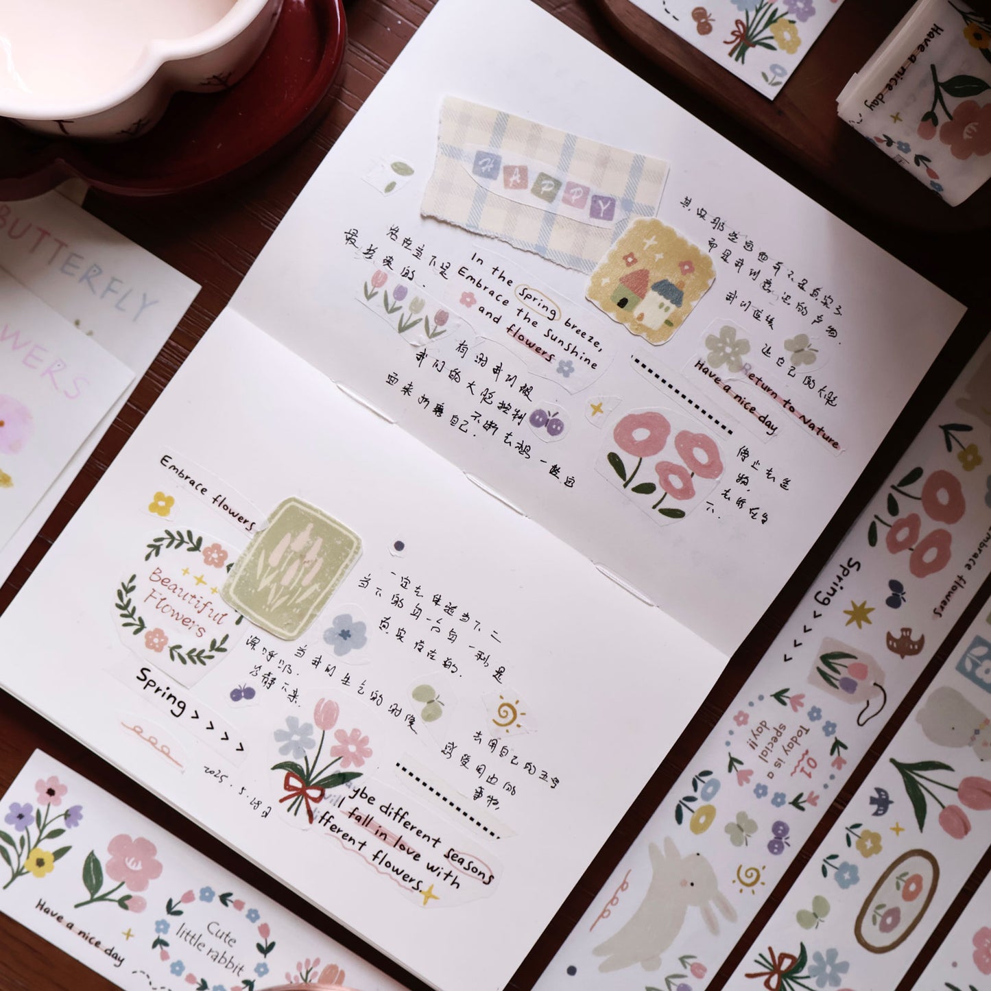 Rabbit Flower Story Collection Masking Tape | Cute PET / Washi Tape