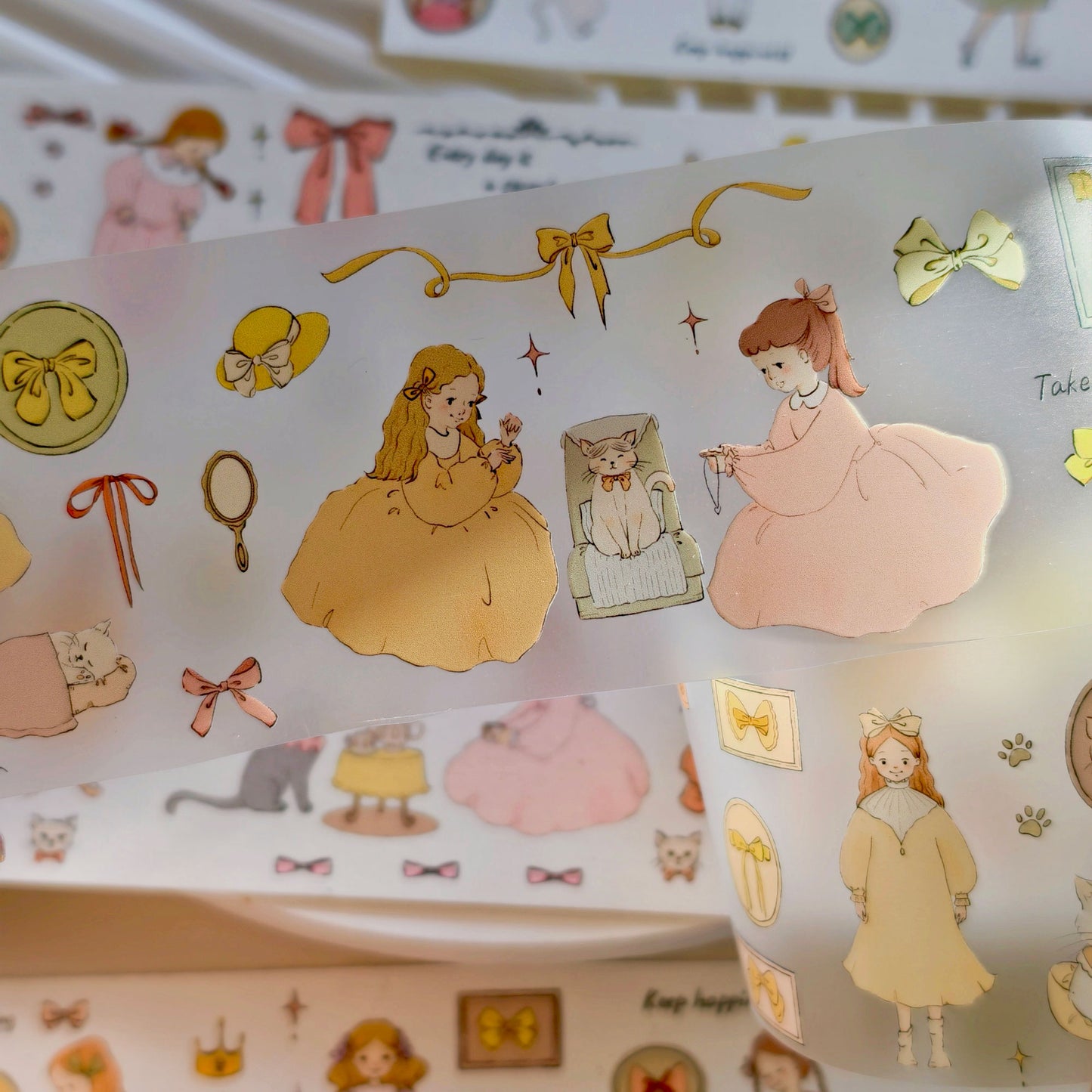 Bow Girl and Cat Collection Masking Tape | Cute PET / Washi Tape