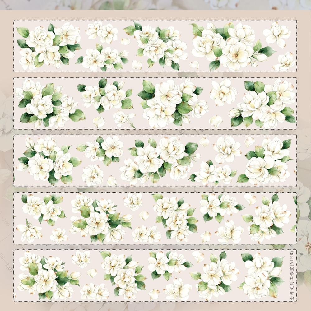 Jasmine Light Retro Large Flower PET Washi Tape