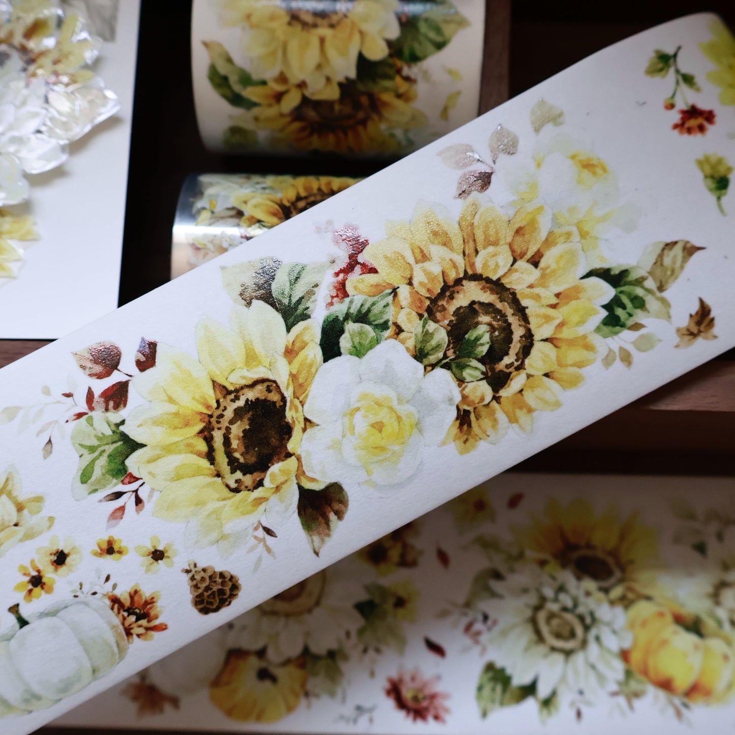 Golden wheat field vintage flower PET and Washi tape