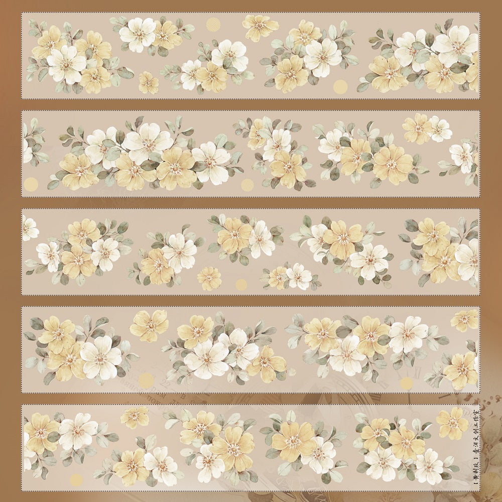 Yellow Thorn Rose vintage big flower PET and Washi tape