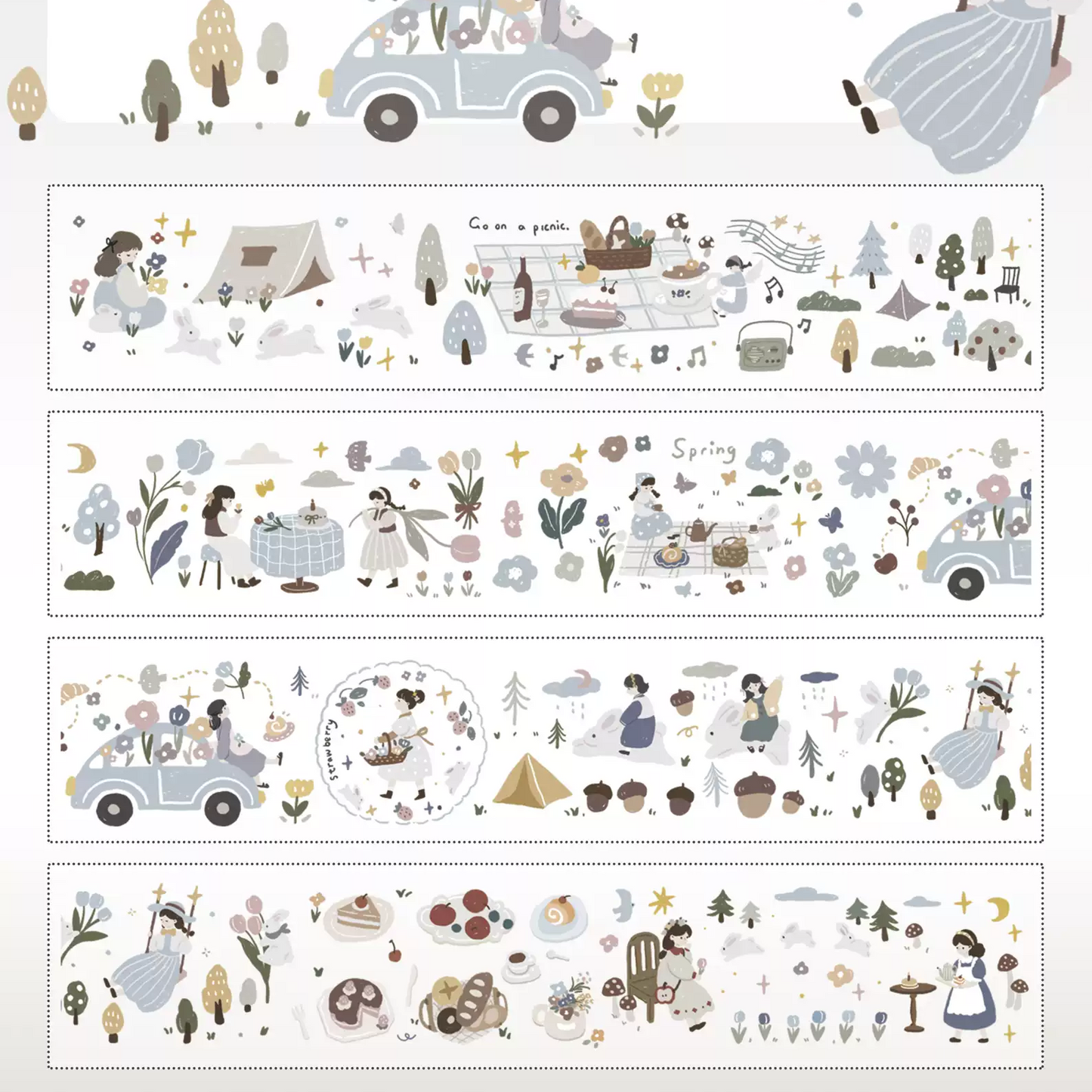 Picnic in the forest cute light retro PET washi tape