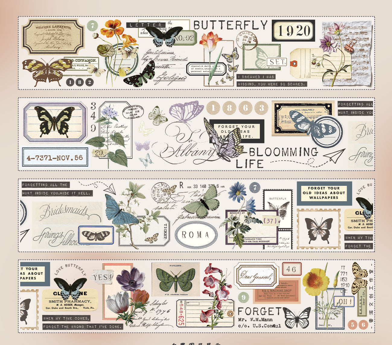 Retro receipt material PET and washi tape