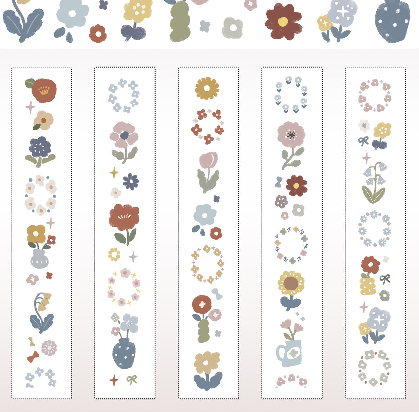 Simple Vintage Flowers Collection Masking Tape | Cute PET / Washi Tape