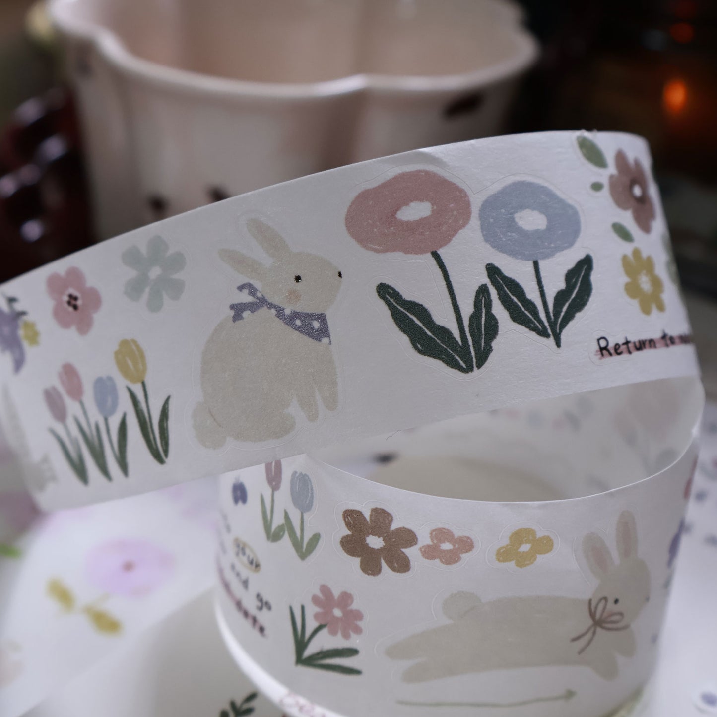 Rabbit Flower Story Collection Masking Tape | Cute PET / Washi Tape