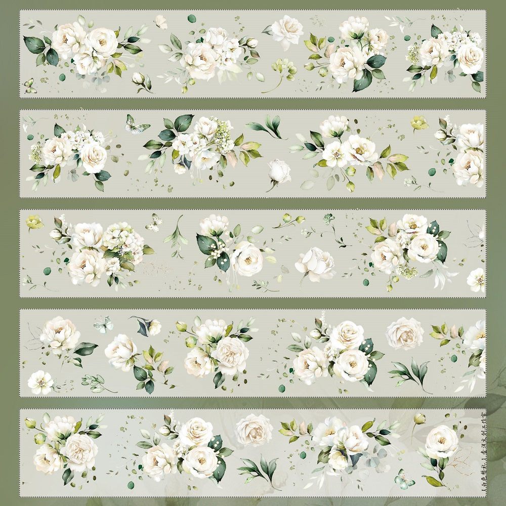 White salute vintage big flower PET and Washi tape