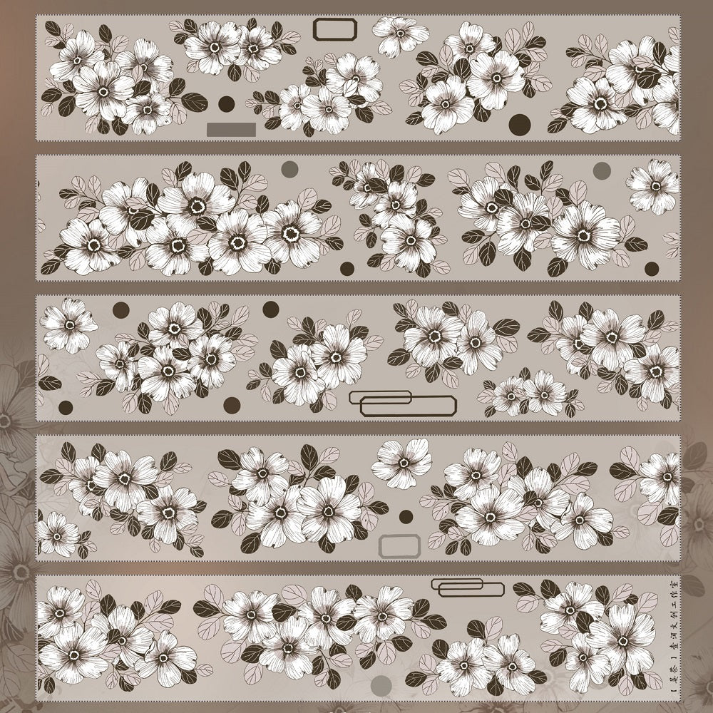 Ginger Camellia vintage big flower PET and Washi tape