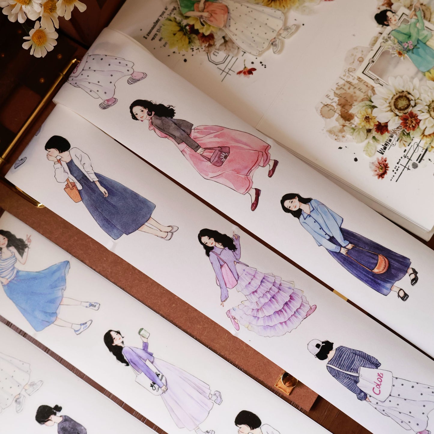 Sweet girl character Retro PET and Washi Paper Tape