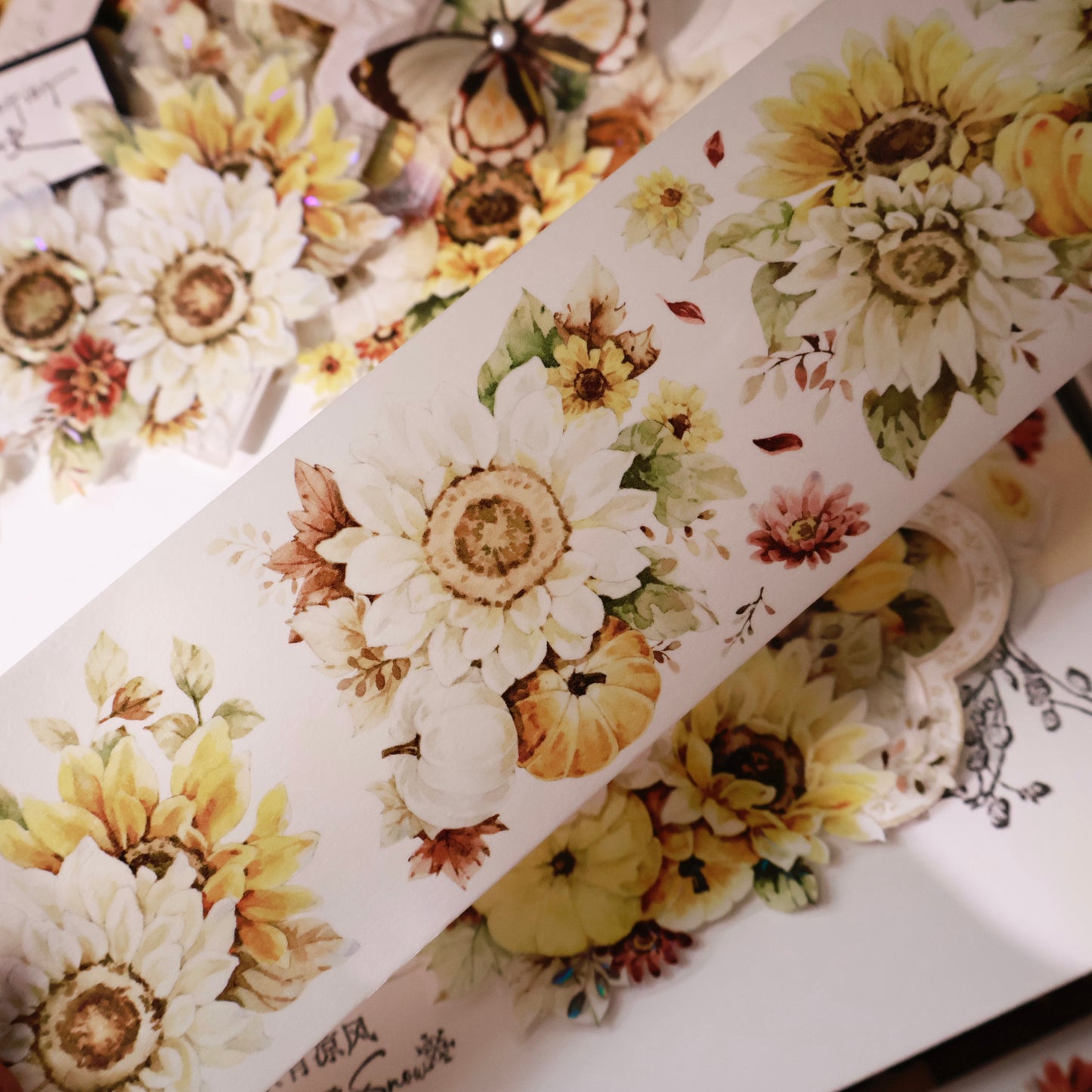 Golden wheat field vintage flower PET and Washi tape