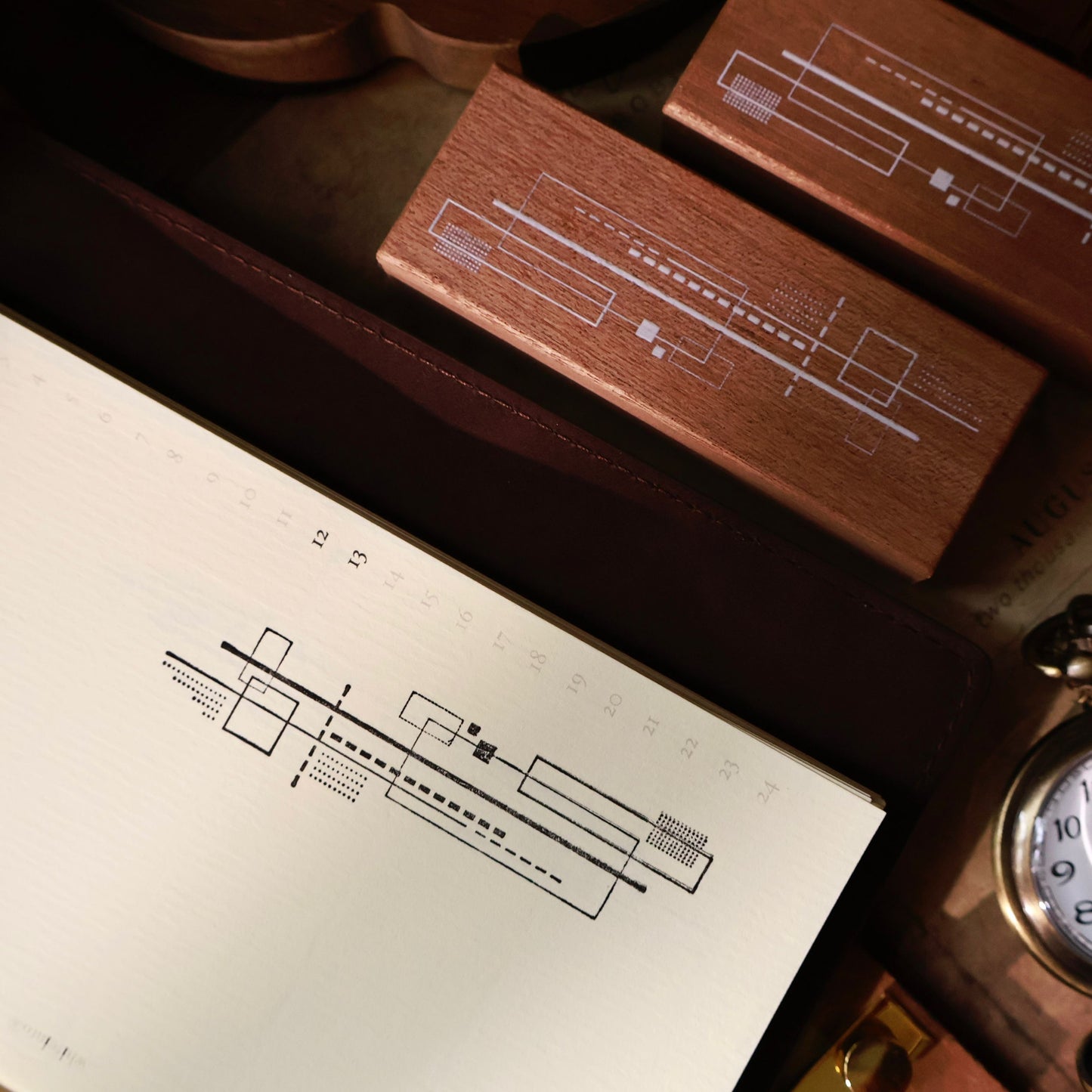 Maple upgraded Basic Line Stamp base Retro Wooden Notebook Rubber Stamp